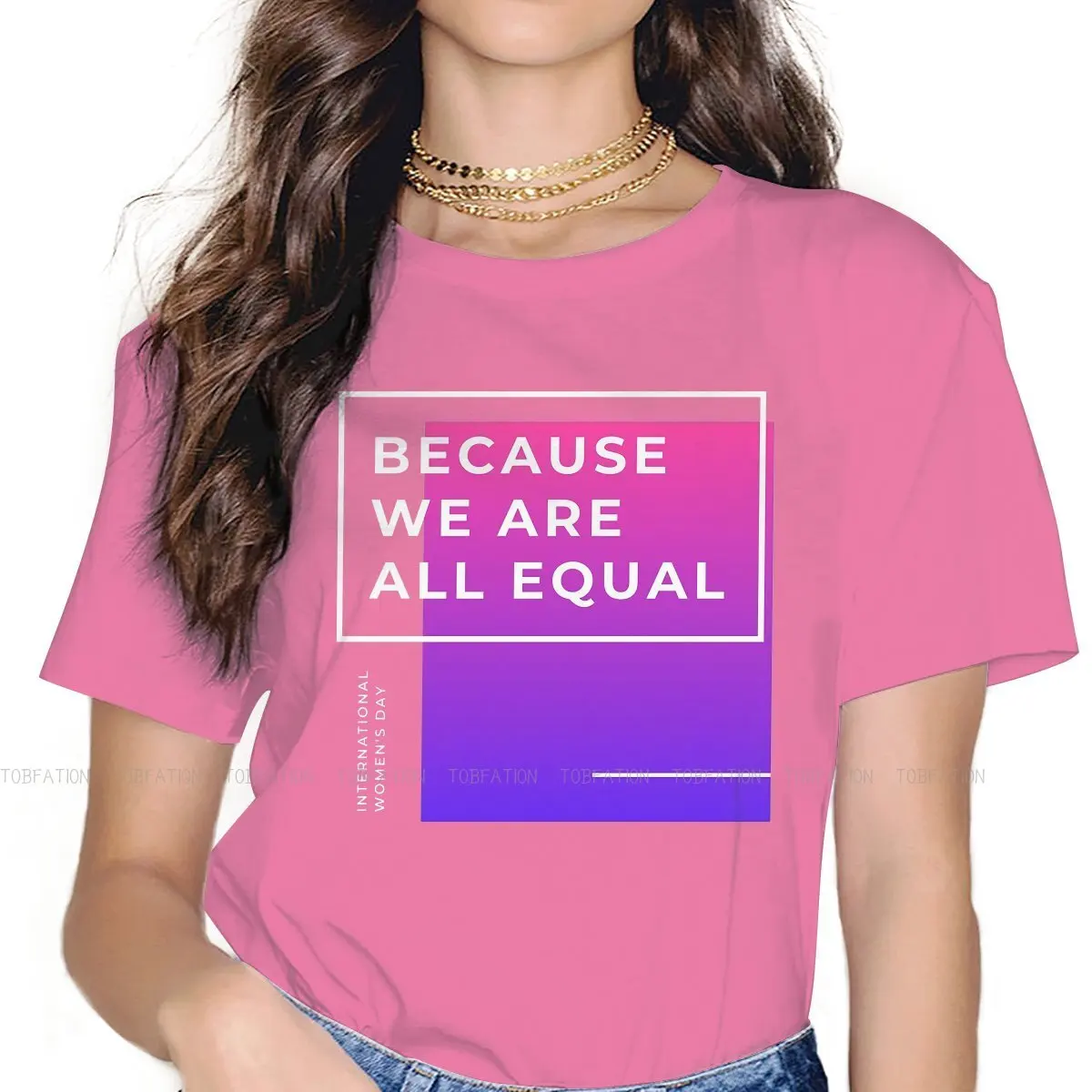 We Are All Equal Newest TShirts Women's Day Female Harajuku Pure Cotton Tops T Shirt Round Neck 5XL