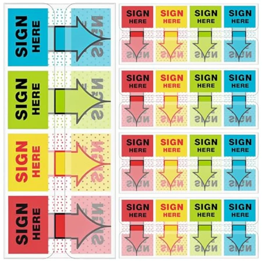 

500pcs Sign Here Stickers Adhesive Arrow Labels, Sign Here Flags, Tabs and Sticky Notes for Documents, Notebooks, Office, Schoo