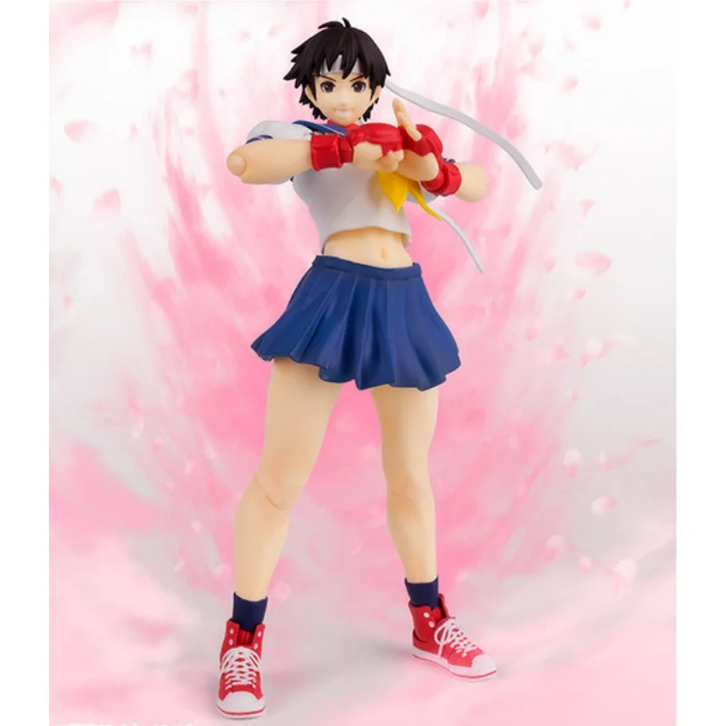 Bandai Original SHF Street Fighter série No.08 Sakura Kasugano Anime poupée d'action jouet fait à la main modèle bijoux cadeaux pour enfants