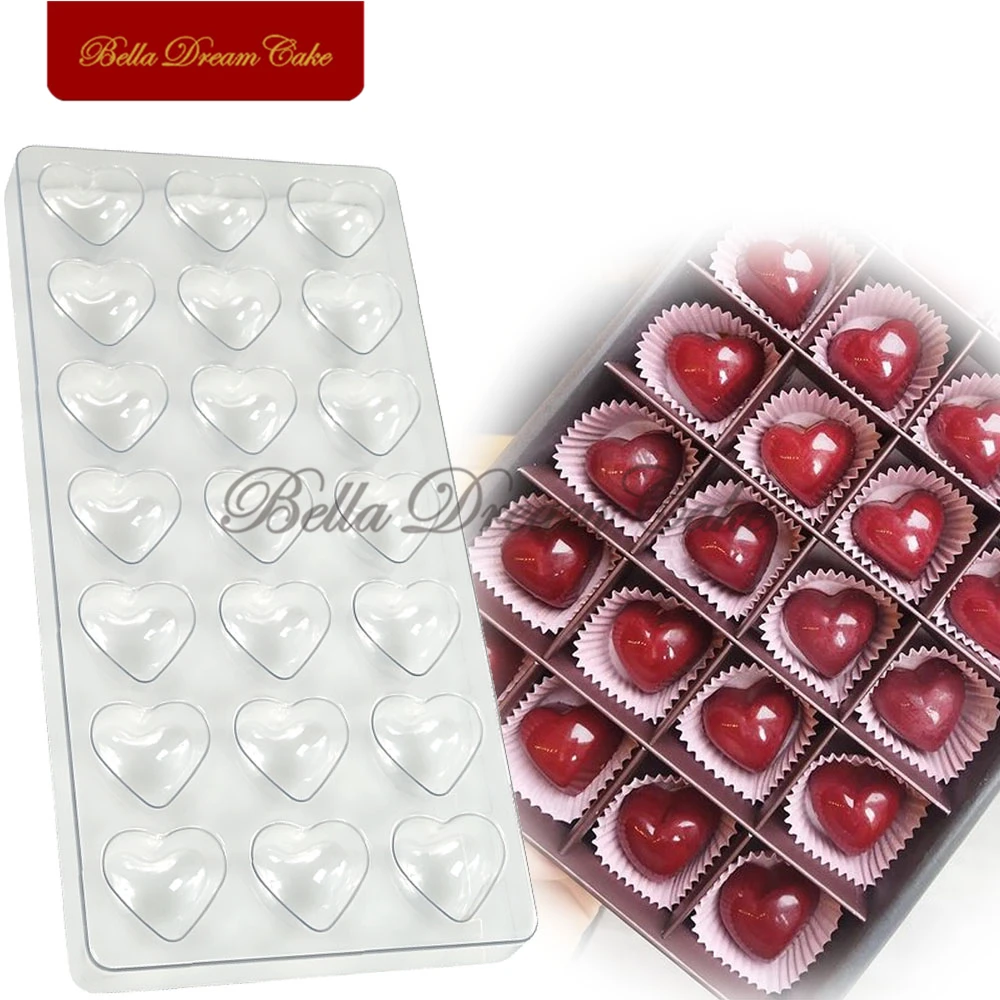 3D Heart/Cocoa Nut/Hemisphere/Water Drop Bonbon Chocolate Mold DIY Candy Baking Mould Valentine's Day PET Cake Decoating Tools