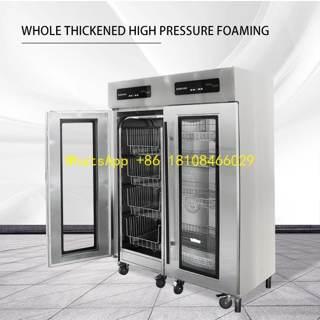 عربة لوحة لمطاعم الفنادق والولائم وأبواب زجاجية مزدوجة وخزانة تطهير كهربائية من الفولاذ المقاوم للصدأ مع لمسة