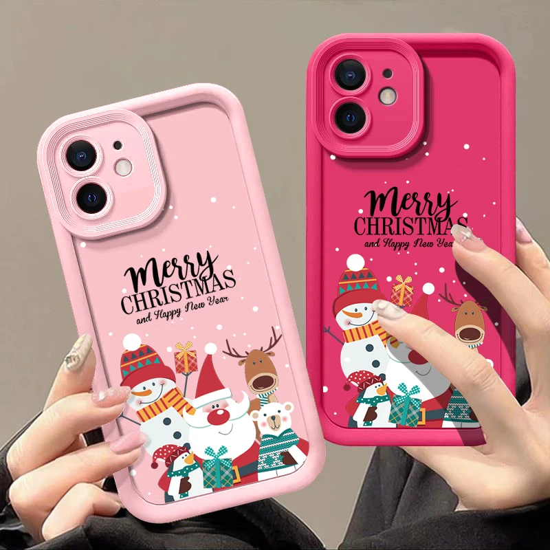 Christmas Pattern TPU Case For iPhone 16 Pro Max 15 14 Plus 13 12 11 Pro Max 7 8 XR X XS SE Shockproof Soft Silicone Phone Cover