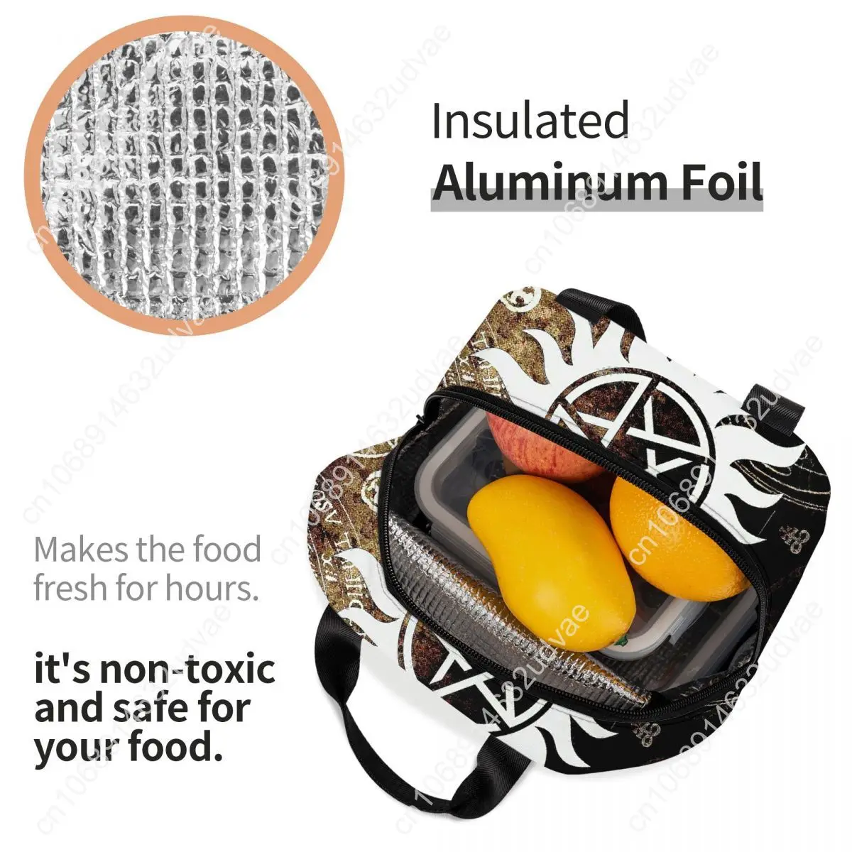 Supernatural Symbols Insulated Lunch Bag for Women Portable Winchester Brothers Cooler Thermal Lunch Box Camping Picnic Bags