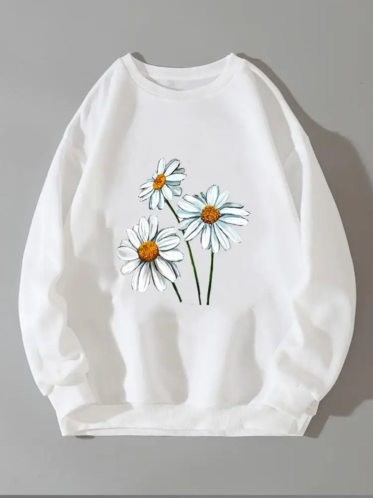 

Flower Sweet 90s Cute Print Clothing Lady Fleece Graphic Pullovers Fashion O-neck Women Ladies Long Sleeve Sweatshirts