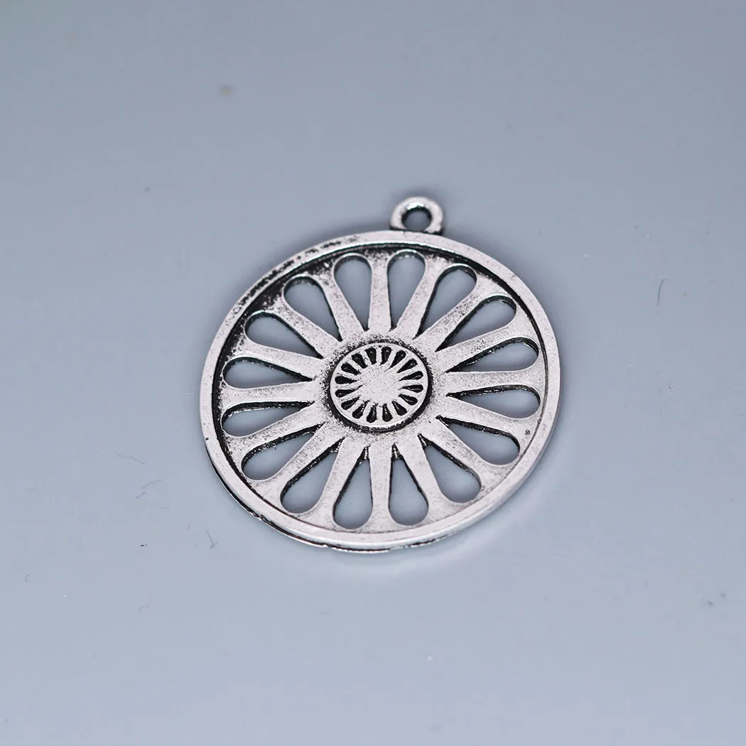 3Pcs/lot Ashoka Romani Chakra Wheel Charm Pendant For DIY Necklace Handmade Jewelry Making