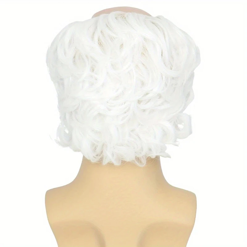 ผมสังเคราะห์ของผู้สูงอายุที่มีผมหัวล้านทั้งสองด้านเหมาะสำหรับปาร์ตี้คอสเพลย์วิกผมคุณปู่ในธีมฮาโลวีน