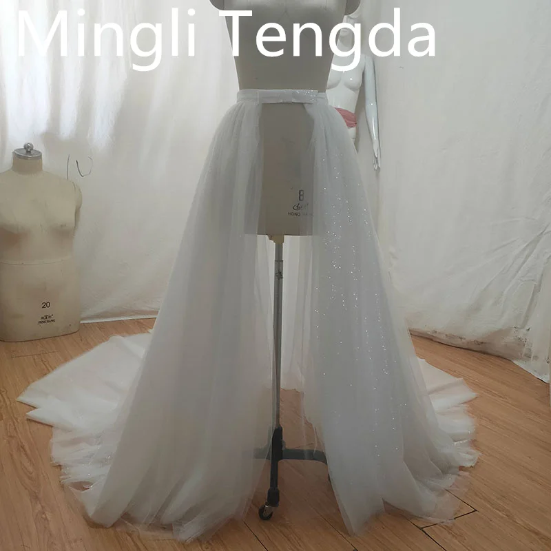 Mingli Tengda Blingbling Tulle Removable Bride Train Sparkling Skirt with Glitters 6 Layers  Tulle Petticoat  Wedding Accessorie