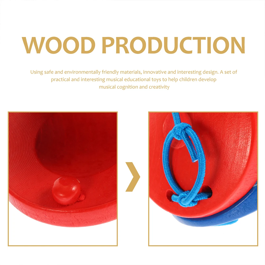 6pcs Wooden Castanets for Kids Children's Percussion Toys Wood Instruments Music Education Toy Creative Funny Baby Preschool