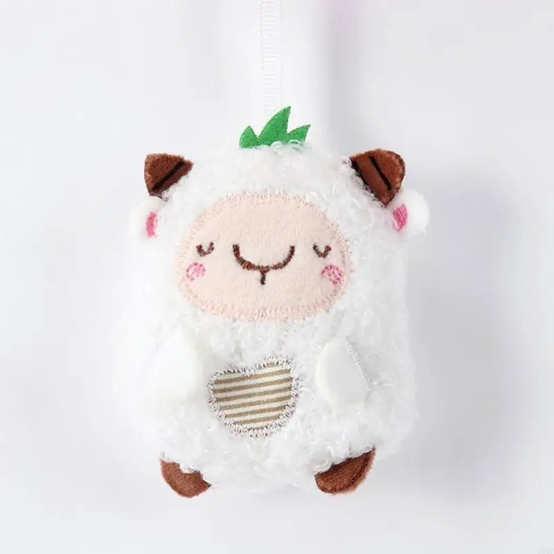 سرير أطفال محمول L5YF معلق للعب دمية لعبة موسيقية من القطيفة على شكل حيوان دمية حيوانات قطنية آمنة