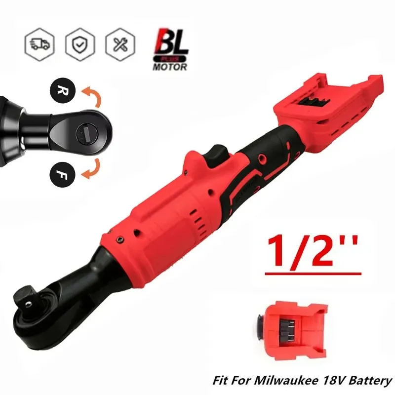 For Milwaukee 18V Battery Brushless Ratchet Wrench 1/2'' Electric Impact Driver 500N.M Cordless Screw Nut Repair Power Tools