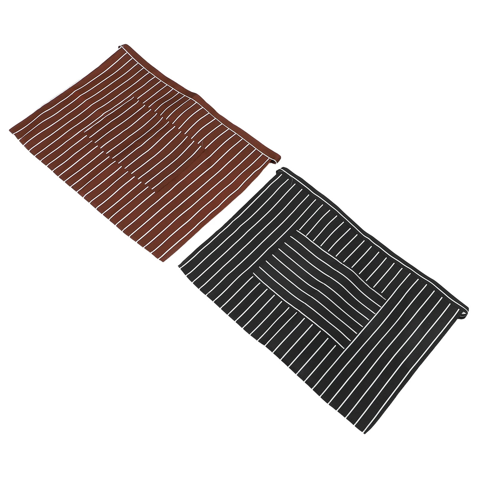 Grembiule da cameriera con tasche, 2 pezzi - Elegante grembiule a righe per camerieri, baristi, lavoratori del fast food, servizio in cucina, pasticceria