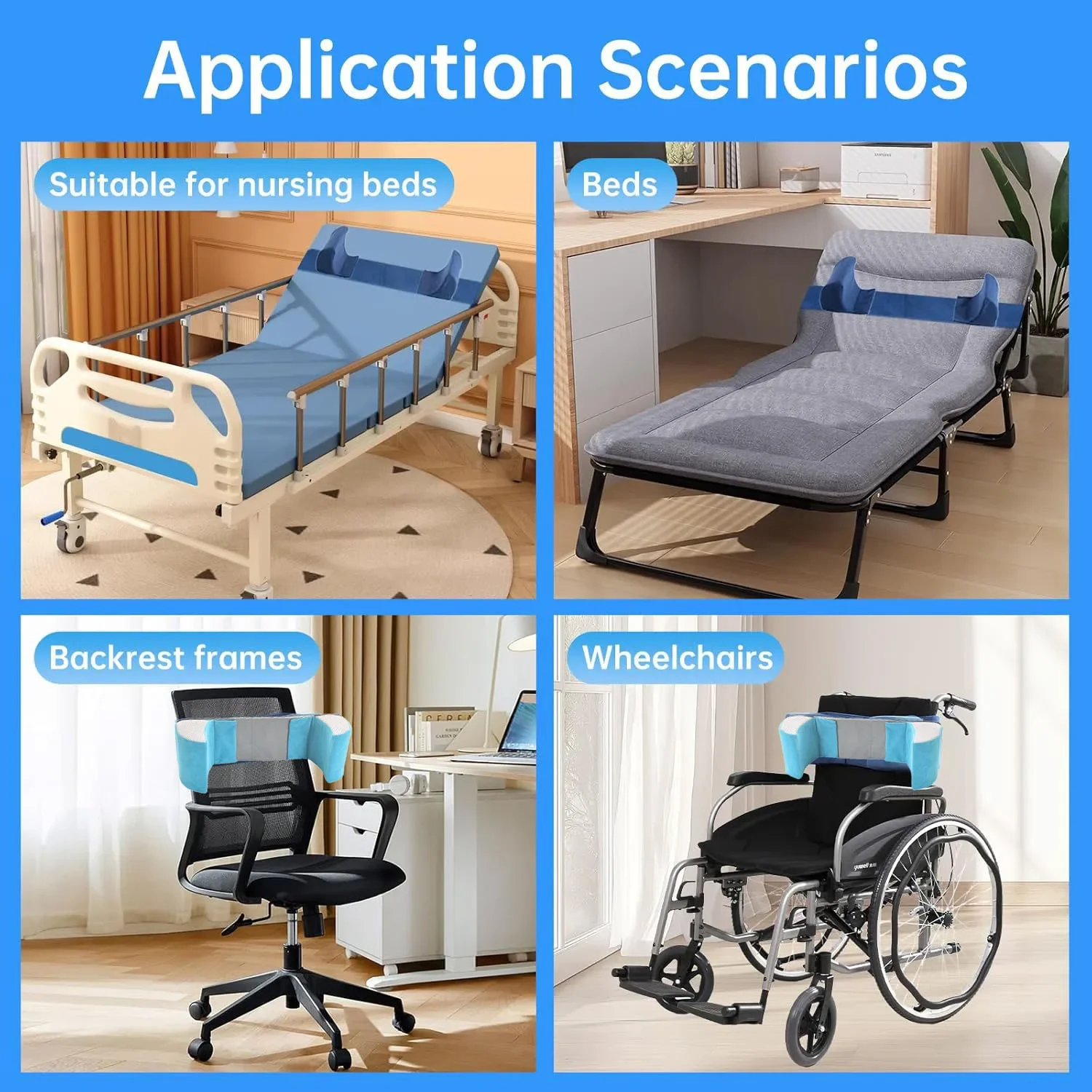 

Wheelchair Anti-Side Pillow for Elderly People Sitting in Wheelchair Back Support Cushion Adjustable Patient Anti-Slip and Fixed