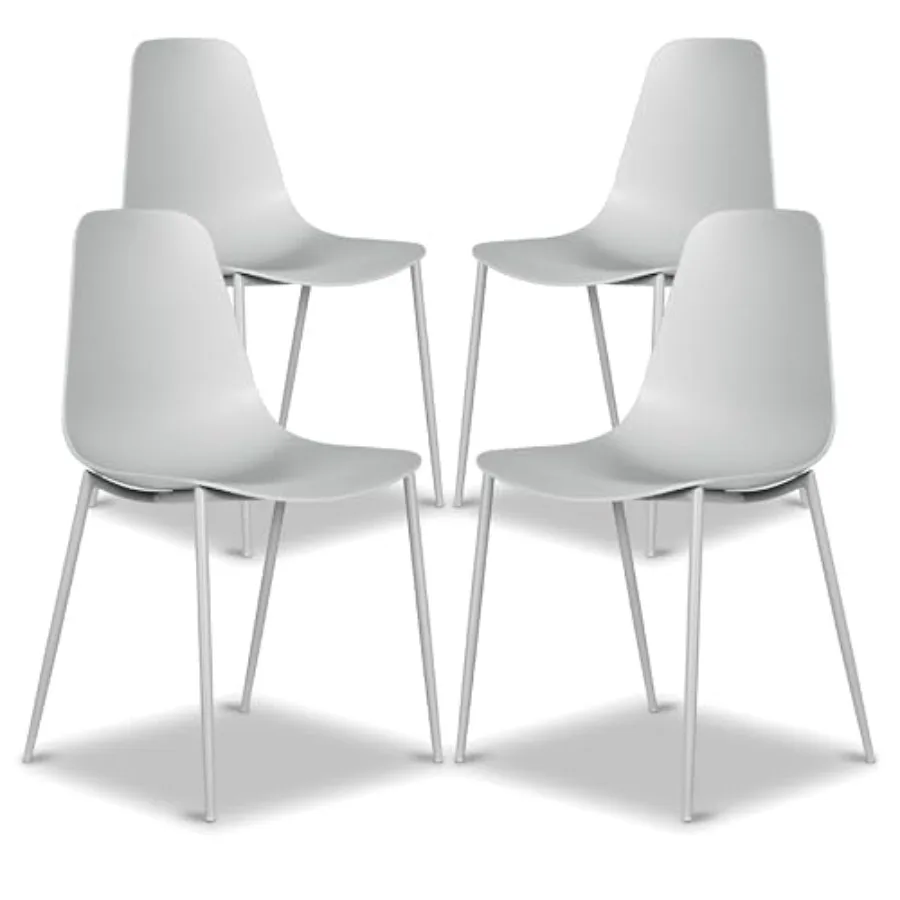 

Isla Modern Kitchen Chairs Set of 4 - Plastic Dining Chair with Metal Legs - Quick Assembly Simple Cafe Chairs Plastic for Indo