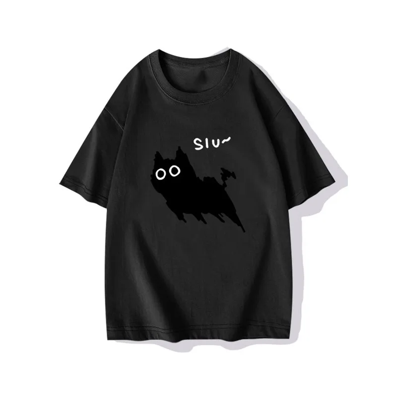 متعة تشغيل القط تي شيرت مطبوع جولة الرقبة قصيرة الأكمام القفز شبكة القط تصميم تنفس تي شيرت حزب عارضة المرأة تي شيرت