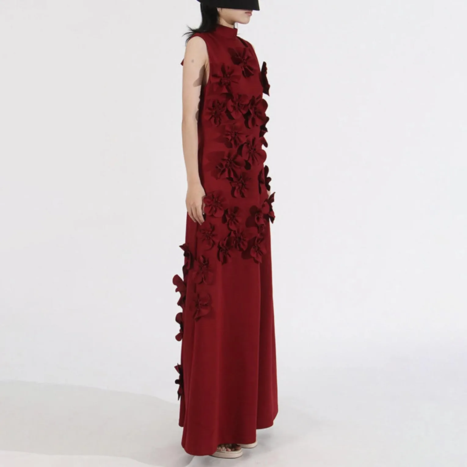 Robe de soirée personnalisée exquise à col haut, charmante robe de bal froncée sirène, robe de soirée sexy avec appliques de fleurs