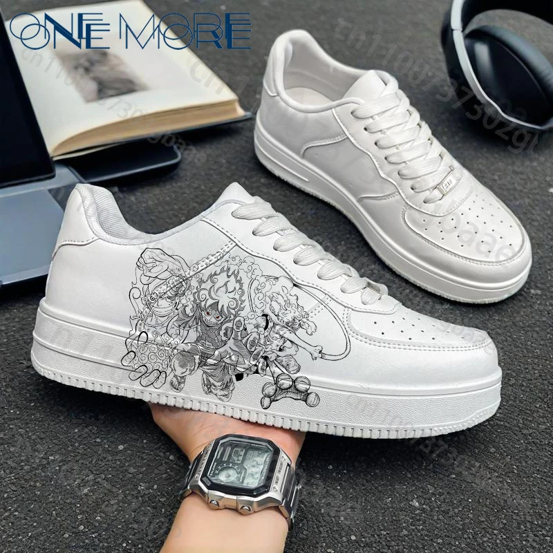 Een stuk animatiederivaten Volwassen mannelijke schoenen luffy Anime Figuur Volwassen witte hoogwaardige vrijetijdsschoenen