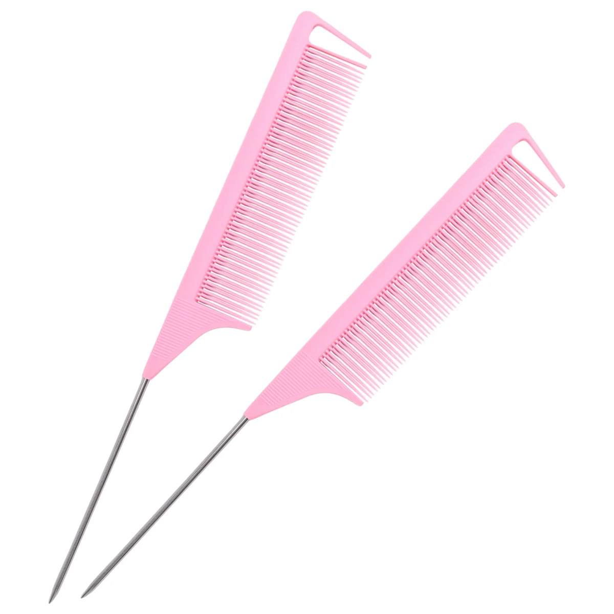 30 Pieces Parting Comb for Hair Rat Tail Comb Steel Pin Rat Tail Carbon Fiber Heat Teasing Combs(Pink)