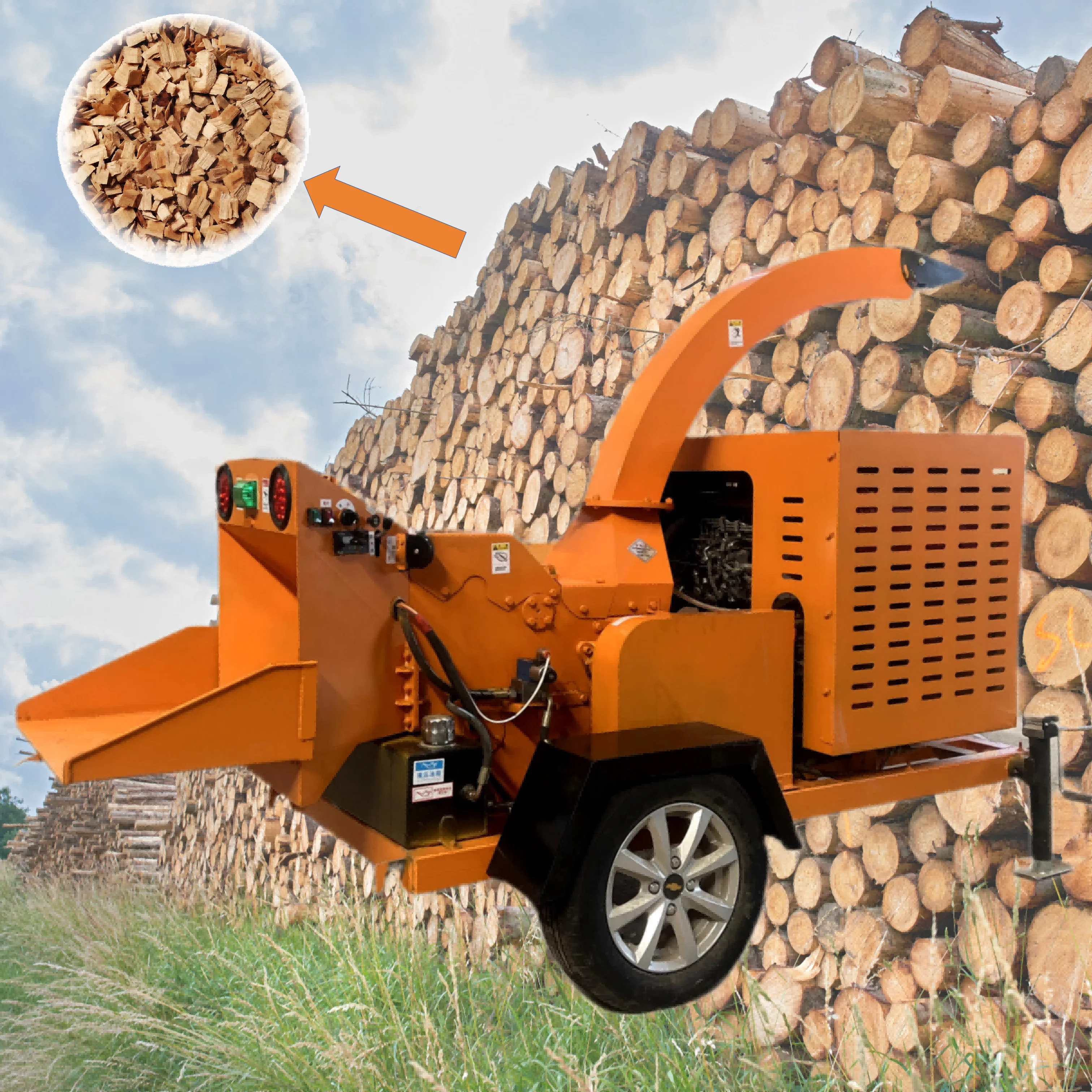 

Portable Garden Branch Crusher Mini Mobile Diesel Engine Logs Shredder Wood Chipper