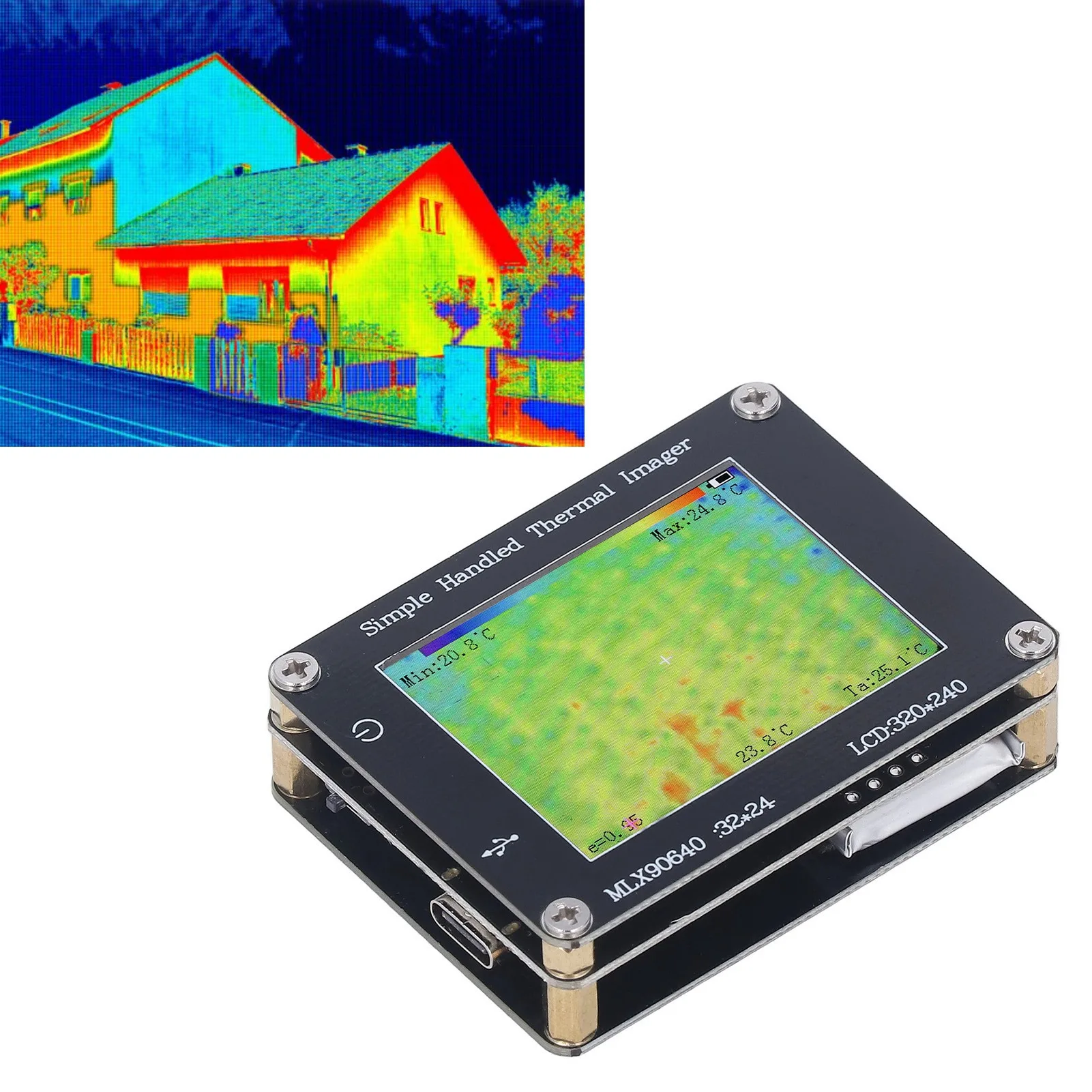 

Thermal Imager Infrared Camera Thermal Imager 240 X 320 Handheld Portable 2in Screen ‑ 40 ℃ To 300 ℃ for Security