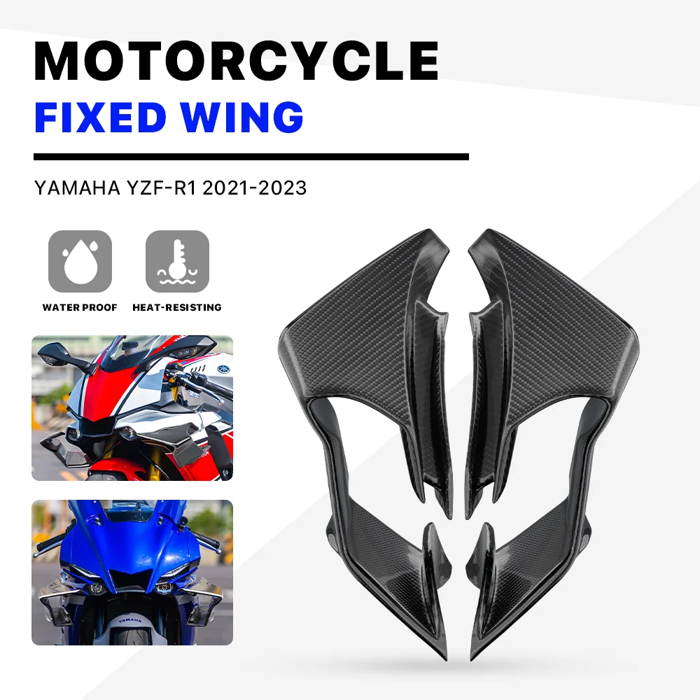 100% 3k Carbon fiber Fairing Fixed Wing For Yamaha YZF-R1 YZFR1 2021-2024 front fairing protection kit Aerodynamic motorcycle