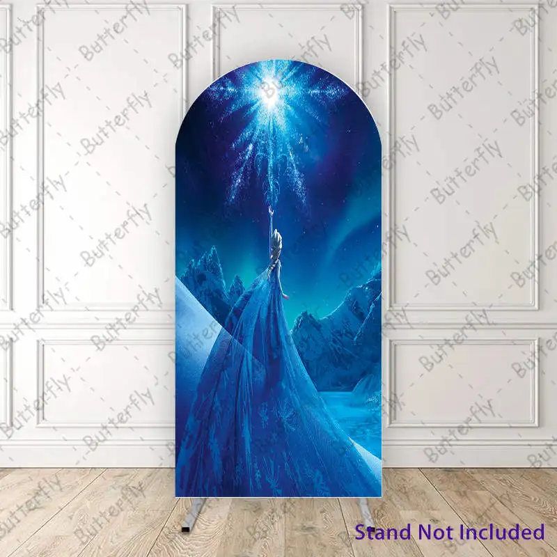 

Elsa Ice And Snow Magic Custom Frozen Disney Princess Blue Arch Photo Backdrop Cover Girls Birthday Party Background Decoration