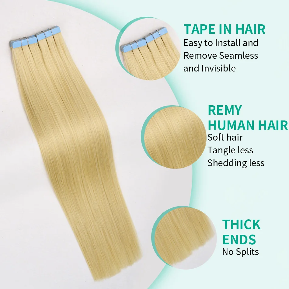 14-22 Inch Tape In Remy Human Hair Extensions Brazilian European Hair Soft Smooth Texture Support Highlight Hair Design