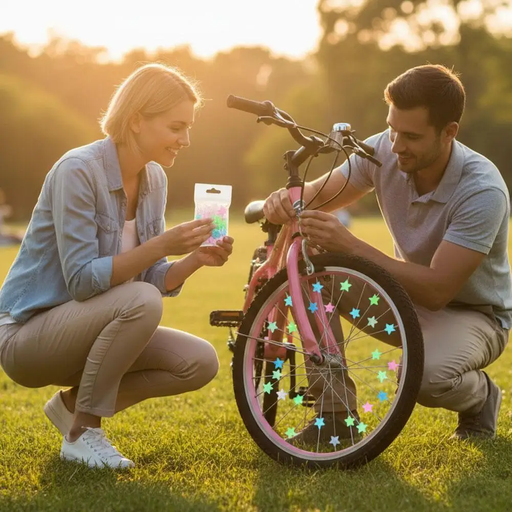 38pcs Bike Spoke Beads Glow in the Dark Kids Bicycle Wire Decoration Colorful Wheel Beads & Valve Caps Cycling Accessories view 4