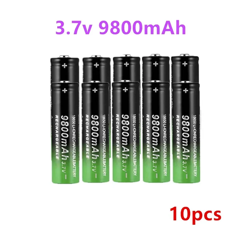 2023 New 18650 Battery High Quality 9800mAh 3.7V 18650 Li-ion batteries Rechargeable Battery For Flashlight Torch+ Free shipping