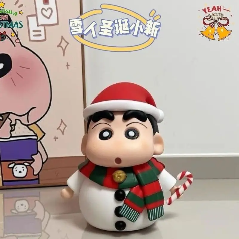 Crayón de Navidad Shin Chan muñeco de nieve hecho a mano árbol de Navidad girasol lindo regalo de Navidad de escritorio