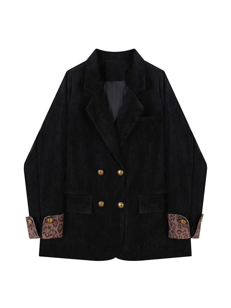 

Women's Vintage Leopard Print Chenille Blazer 2026 Spring Autumn Fashion Casual Loose Button Up Suit Jacket Office Outerwear