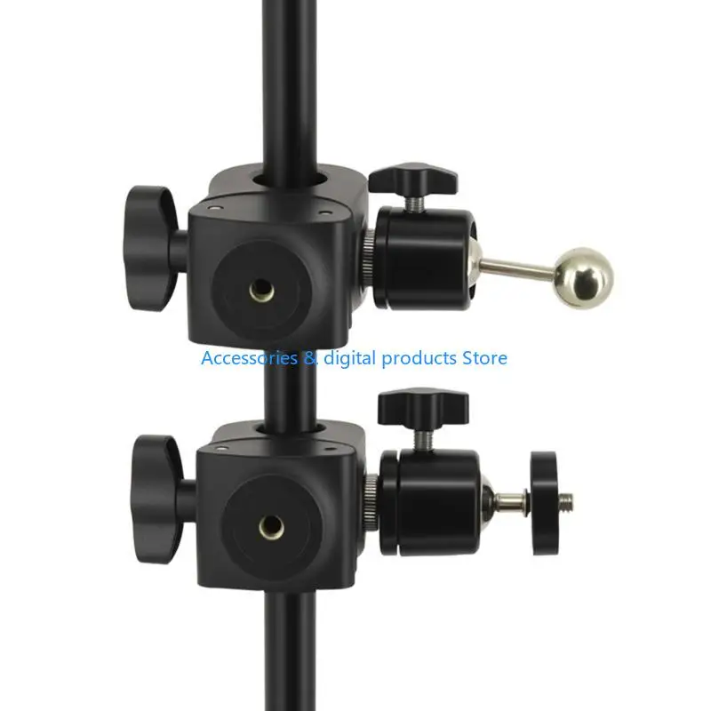 77JD Double 1/4 Thread Mount Clamp Clip Secure Attachment Mic Stands Tripods Mount