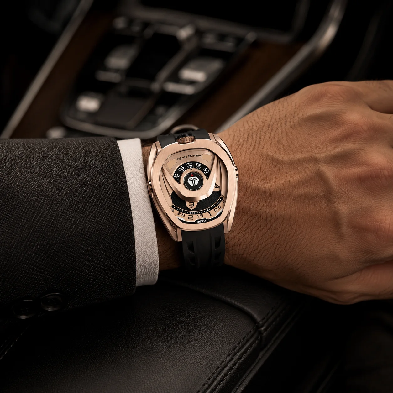 TSAR BOMBA Luxury Men Mechanical Watch Japan Movement 316L Steel Carbon Fiber Sapphire 100M Waterproof Skeleton Luminous