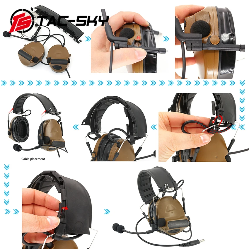 TS TAC-SKY COMTA II Tactical Earmuffs Hearing Noise Canceling Pickup Military Tactical Walkie Talkie PTT Shooting Headset