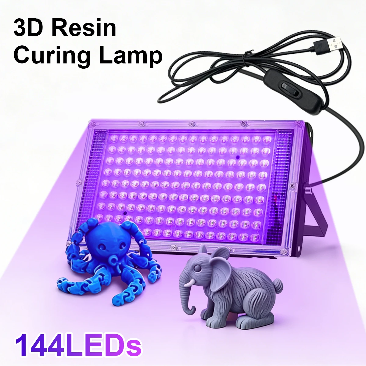 UV Resin Curing Light , 395nm High Powered UV Lamp for SLA DLP LCD 3D Printers, Epoxy Resin Prints, DIY Curing Box