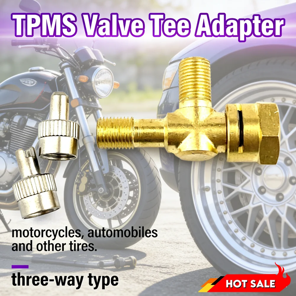 

Адаптер-переходник из чистой меди для мотоциклов, 3-ходовой клапан, 3-ходовой разъем для манометра давления в шинах для мотоциклов и автомобилей