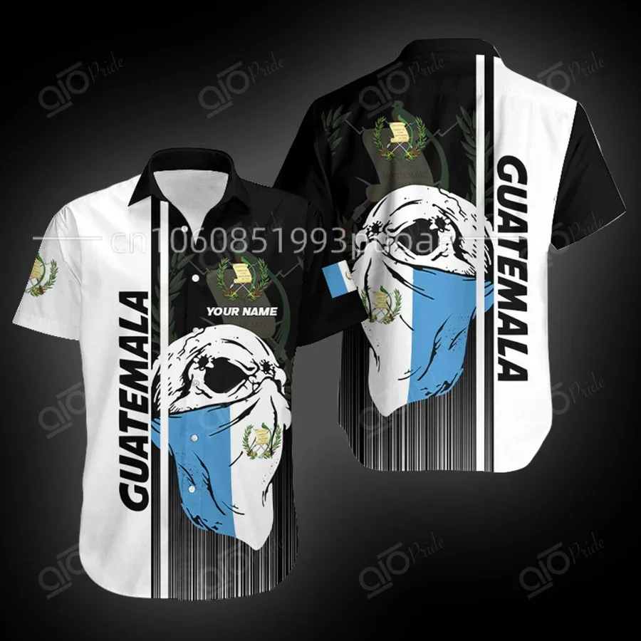 2024 New Men's  Hawaiian  shirt Guatemala Flag 3D Print Casual Hawaii Custom Name Men's and Women's Short Sleeve Tops