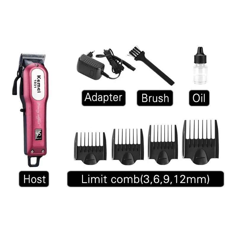 Kemei Rechargeable Electric Hair Clipper With LCD KM-1031 Cordless Trimmer Cheap Hair Trimmer