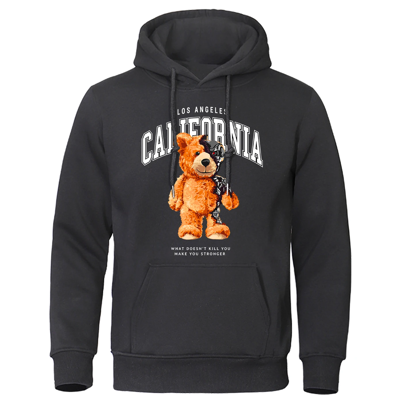 

Механическая кукла с медведем, толстовки для мужчин, Лос-Анджелес, Калифорния, толстовка с буквенным человеком, теплый флисовый пуловер с меховой подкладкой, одежда S-XXL