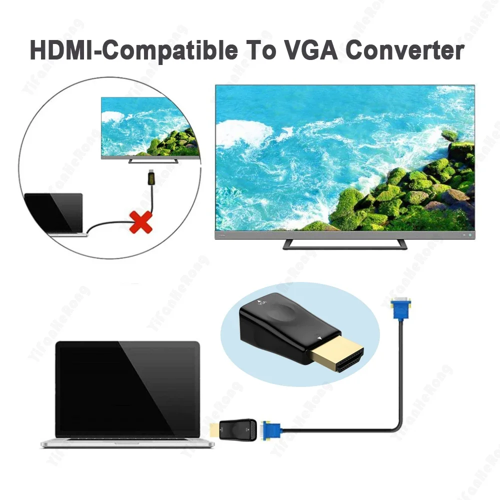 HDMI-متوافق مع محول VGA HD 1080P VGA موصل محول الإخراج لوحدة التحكم في الألعاب فك التشفير ملحقات الكمبيوتر المحمول اللوحي