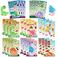 8/16PCS Creative Dinosaur Cartoon Collage Stickers DIY Game Stickers Animal Craft Laptop Skateboard Stickers