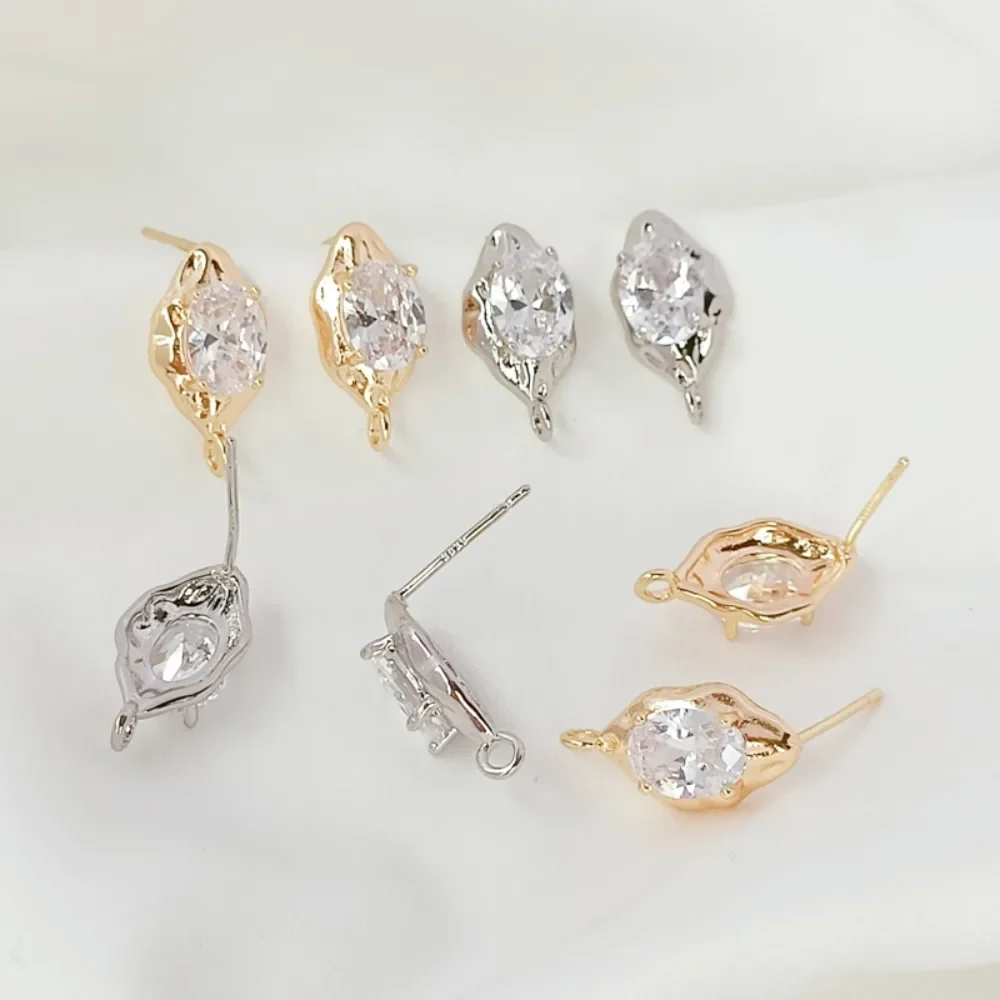 

DIY Handcrafted Pearl Earring Material with 14K Copper Gold Plating and Zircon Horse's Eye Irregular Earrings Hanging Brackets