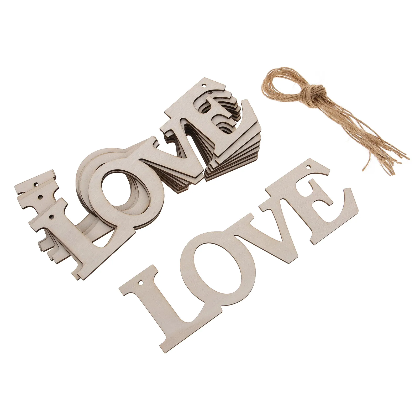 

10 Wooden Love Cutout Slices Unfinished DIY Graffiti Chips Valentine Hanging Decor Handmade Crafts Wood Slices