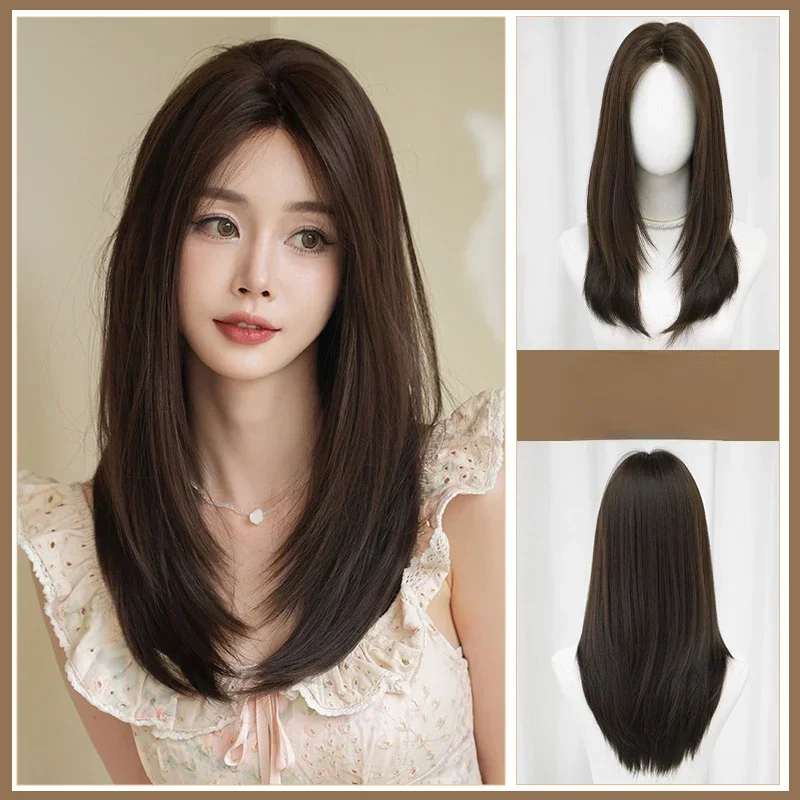 

Woman Wigs Long Silky Straight Synthetic with Bangs Black Cosplay Party Lolita Hair Wigs for Women Natural Heat Resistant Wig