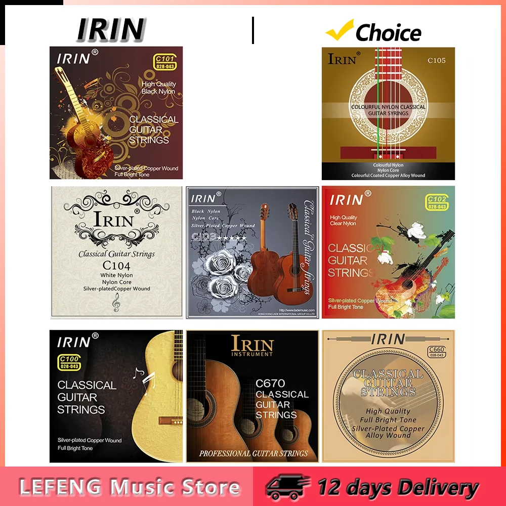 IRIN Classical Guitar Strings Silver Plated Wrap Nylon Core Clear Normal Tension Classic Guitar Strings Guitar Parts Accessories