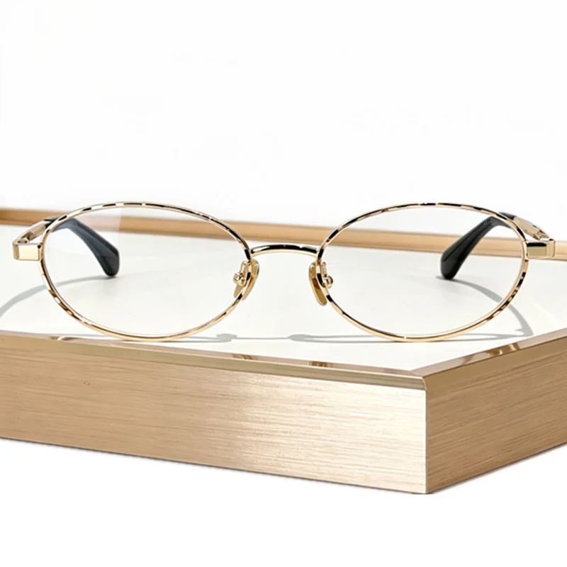 LUX Women's Vintage Small Oval Thin Metal Eyeglasses Frame Fashion Optical Spectacles Clear Lens Myopia-Fit Daily Wear Eyewear