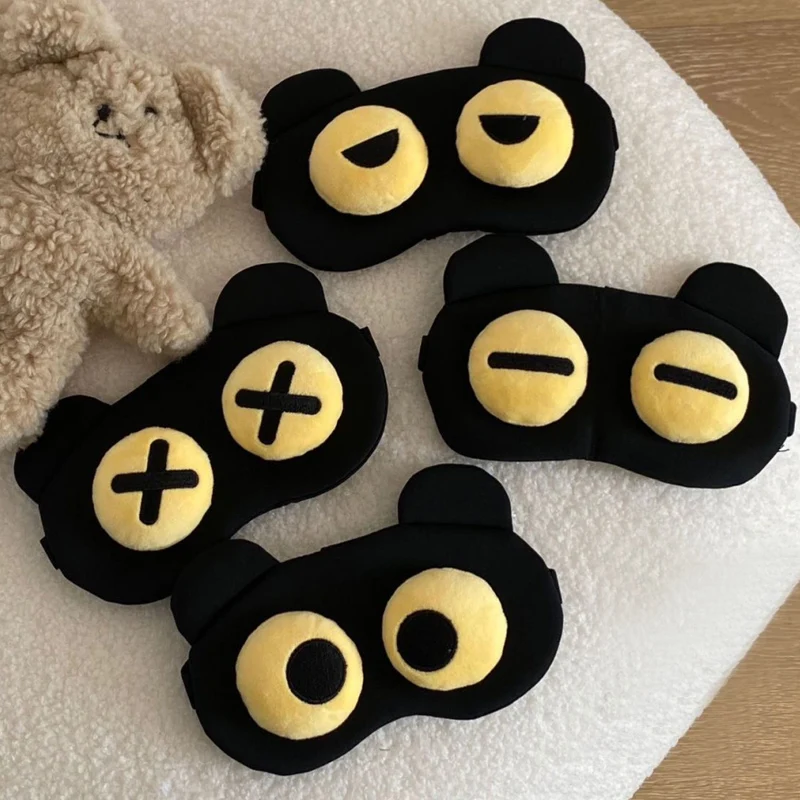 Cute Cartoon 3D Eye Mask Sleep Soothing Eyes Fatigue Warm Compress Wear Unisex Comfortable Adjustable Light Blocking Eye Masks