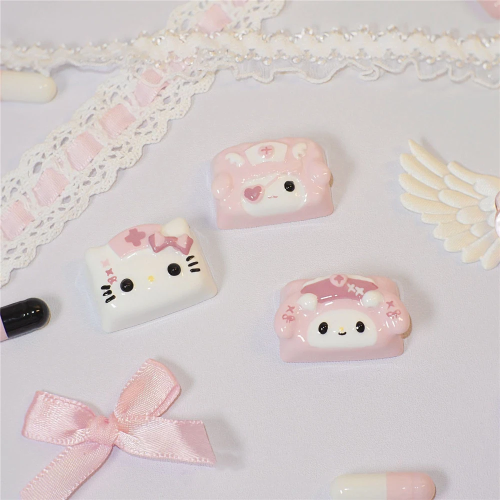 Cute Sanrio Keycap Custom Handmade Artisan Keycap Personalized ESC Tab Key Caps Creative Gift for Cherry MX Mechanical Keyboard