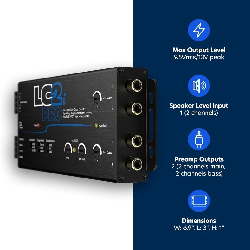 محول إخراج خط ثنائي القناة LC2i PRO مع تحسس إشارة GTO وAccuBASS