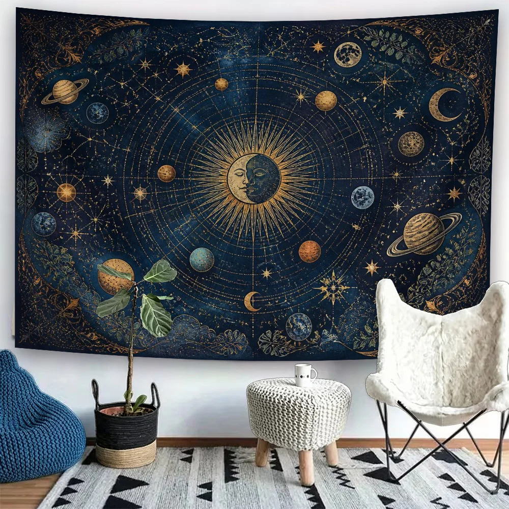Celestial Constellation Galaxy Star Map Tapestry Boho Astrology Zodiac Wall Hanging Room Decor