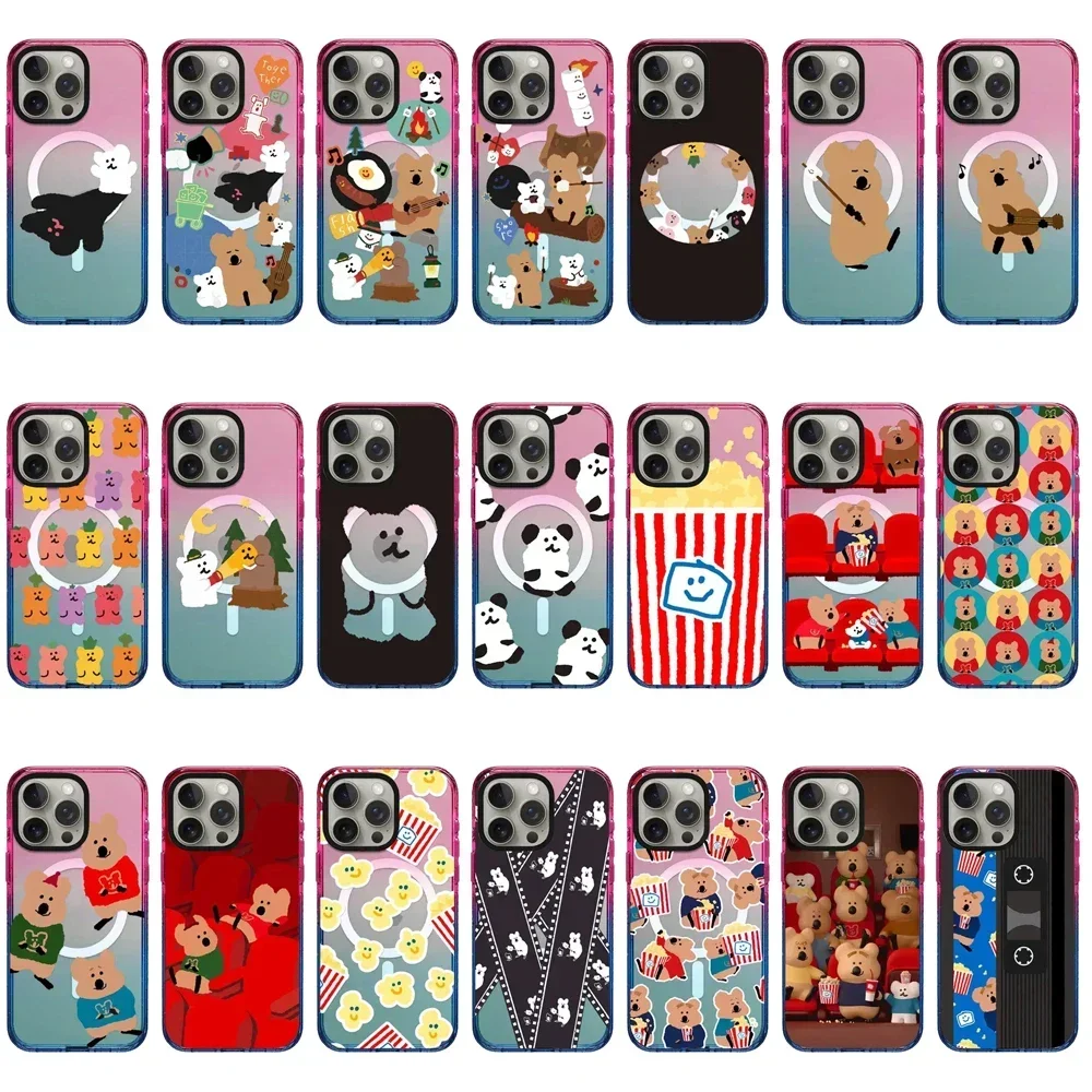 

Cartoon Popcorn 2.5 Acrylic Gradient Border Magnetic iPhone 12 13 14 15 Pro Max Protective Case